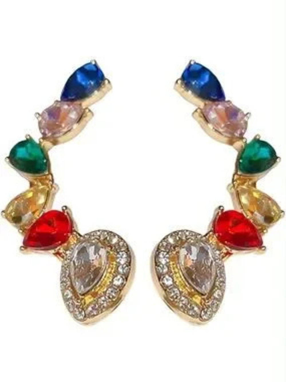 Anthropologie Multicolor Teardrop Crystal Ear Climbers